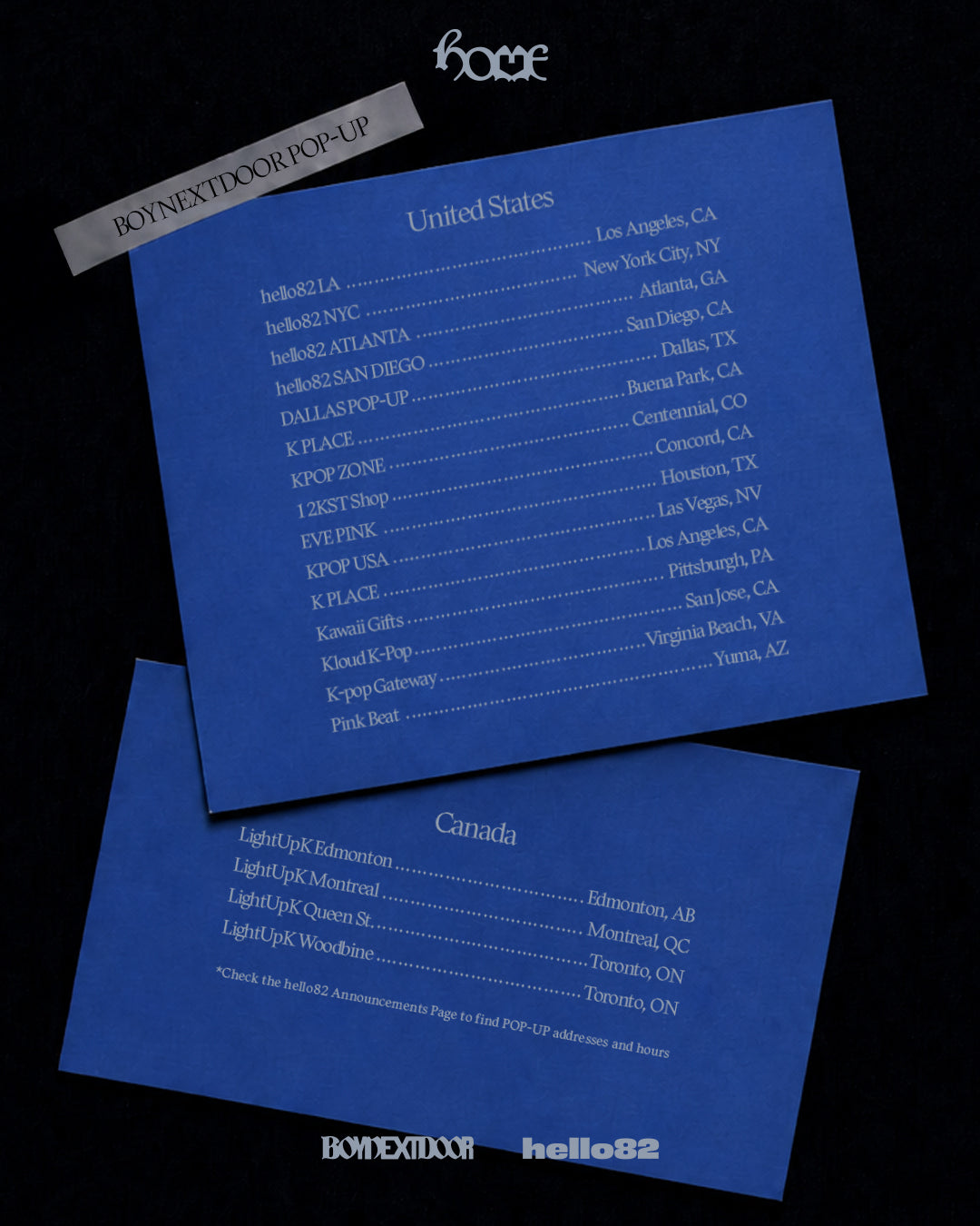BOYNEXTDOOR - 'HOME'] POP-UP Locations – hello82.shop
