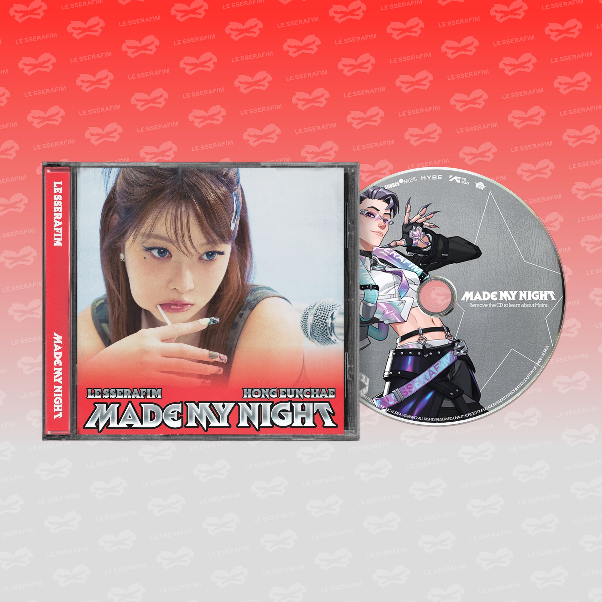 LE SSERAFIM - 2nd Single Album 'Made My Night' Single CD HONG EUNCHAE ver. in Red