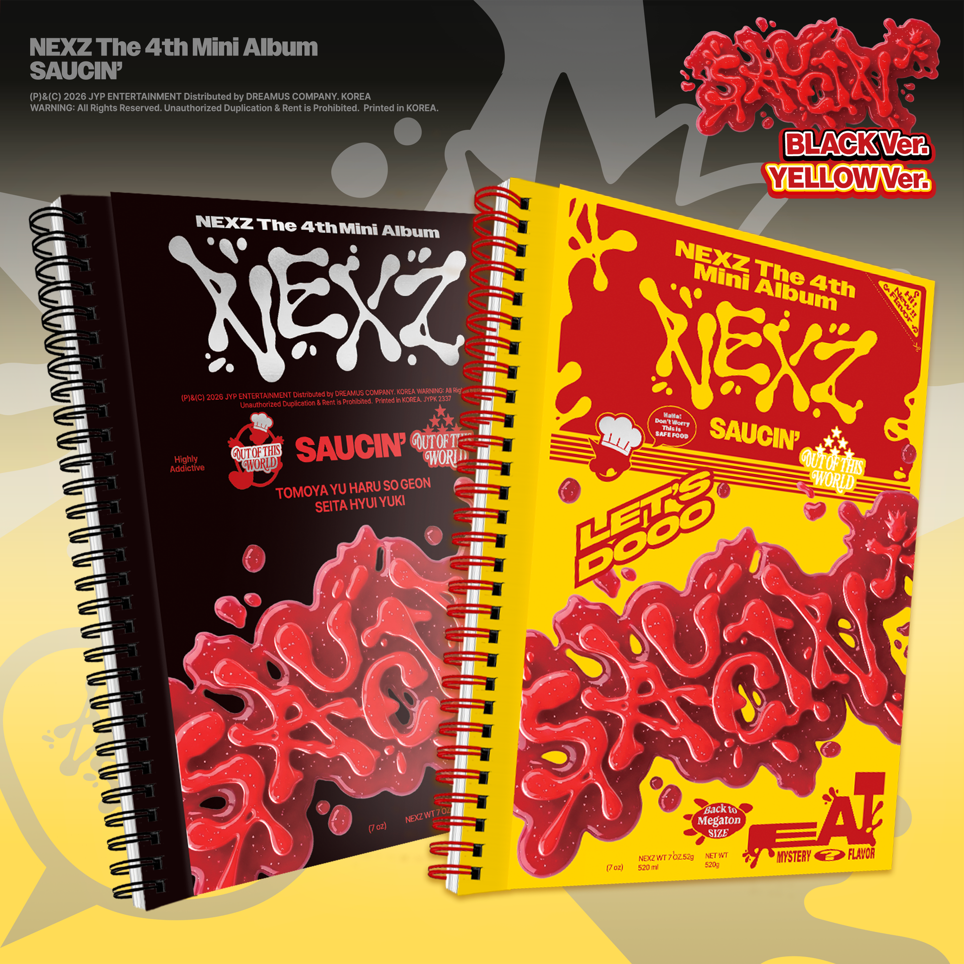 NEXZ The 4th Mini Album SAUCIN' (hello82 Exclusive) in BLACK Ver. and YELLOW Ver. 