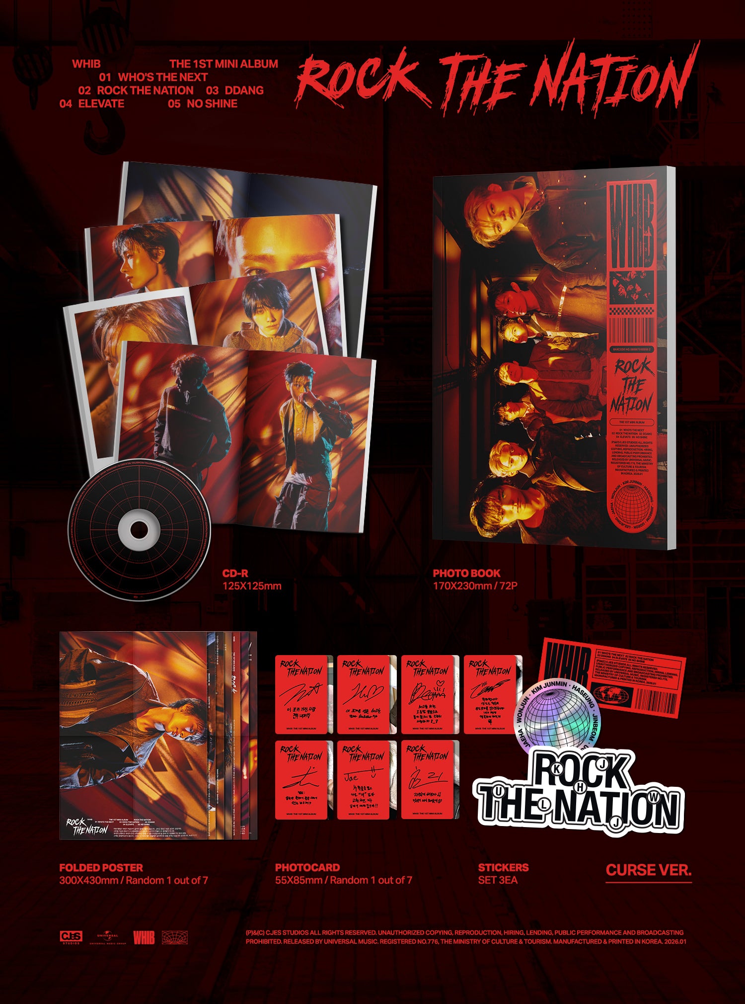 WHIB Rock the nation イジョン 当選者特典 サイン ポラ Signed] WHIB - 1st MINI ALBUM : ROCK THE NATION (Random) – hello82