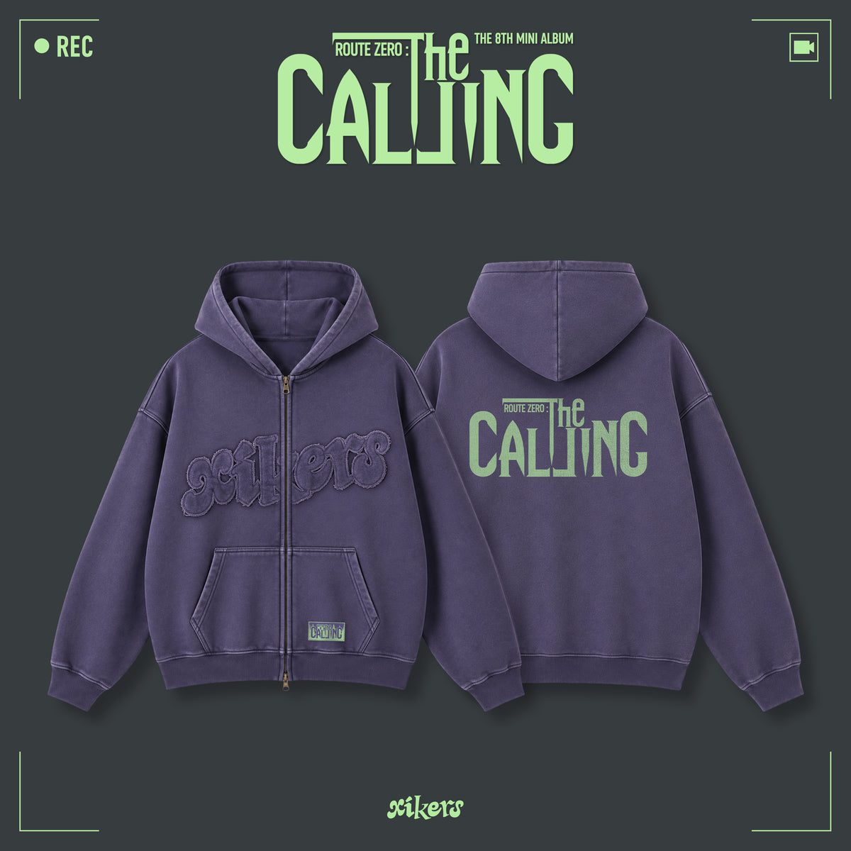 xikers - ROUTE ZERO : The CALLING - Washed Zip Up Hoodie (Purple)