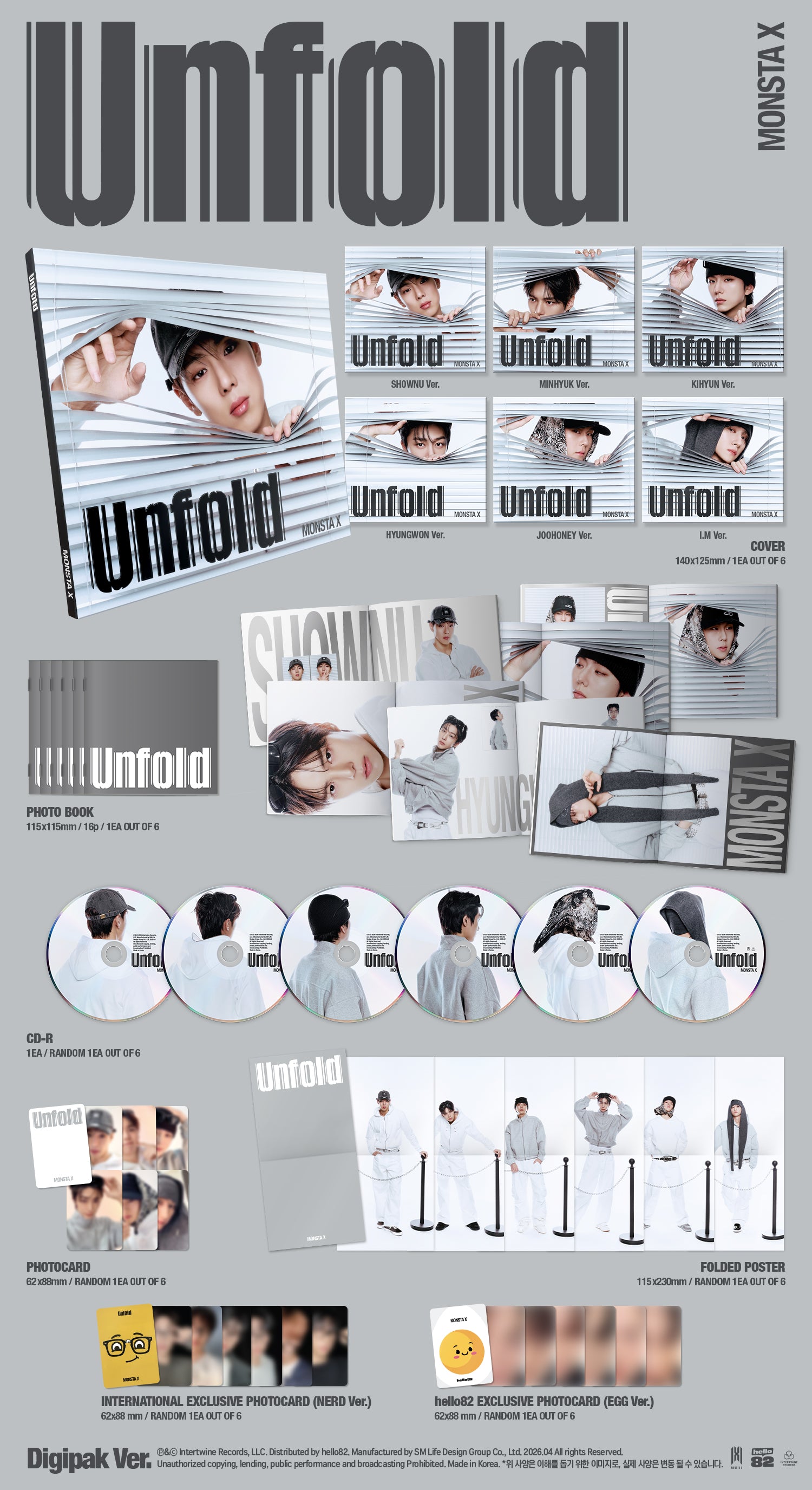 MONSTA X - Unfold (Digipak) - hello82 Exclusive (Random) – hello82