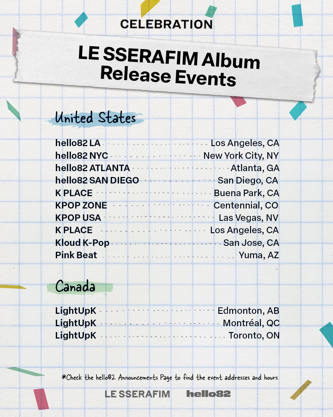 LE SSERAFIM - 'CELEBRATION'] Album Release Event Locations