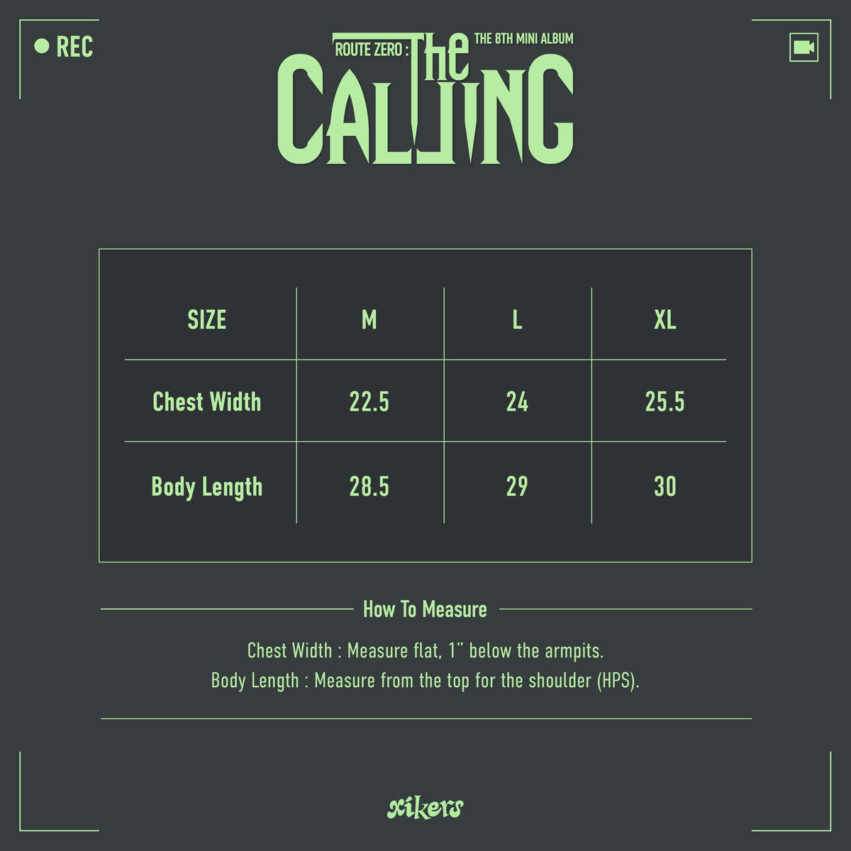 xikers - ROUTE ZERO : The CALLING - Washed Zip Up Hoodie size guide