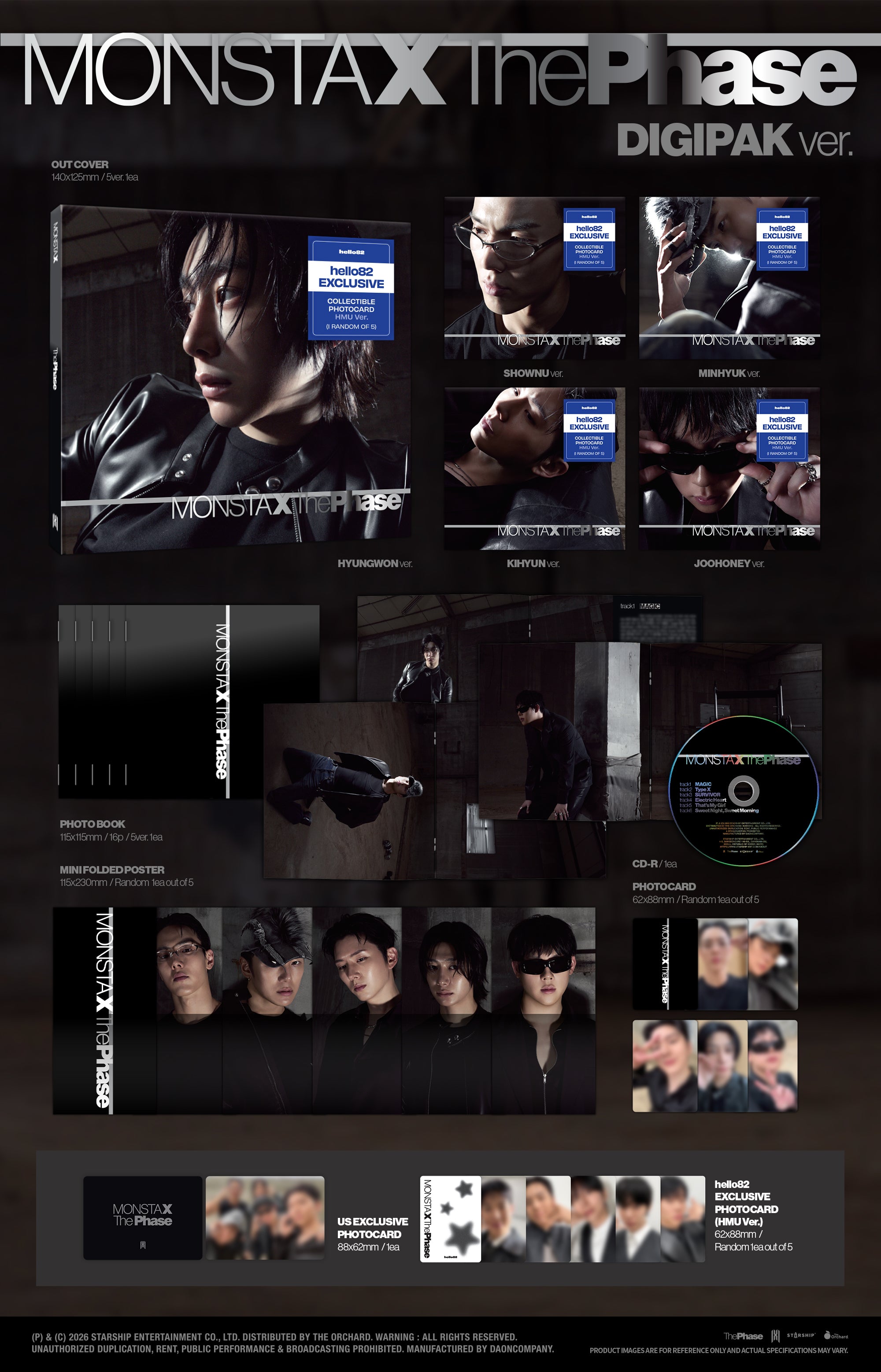 MONSTA X - The Phase - DIGIPAK (hello82) (Random) – hello82.shop