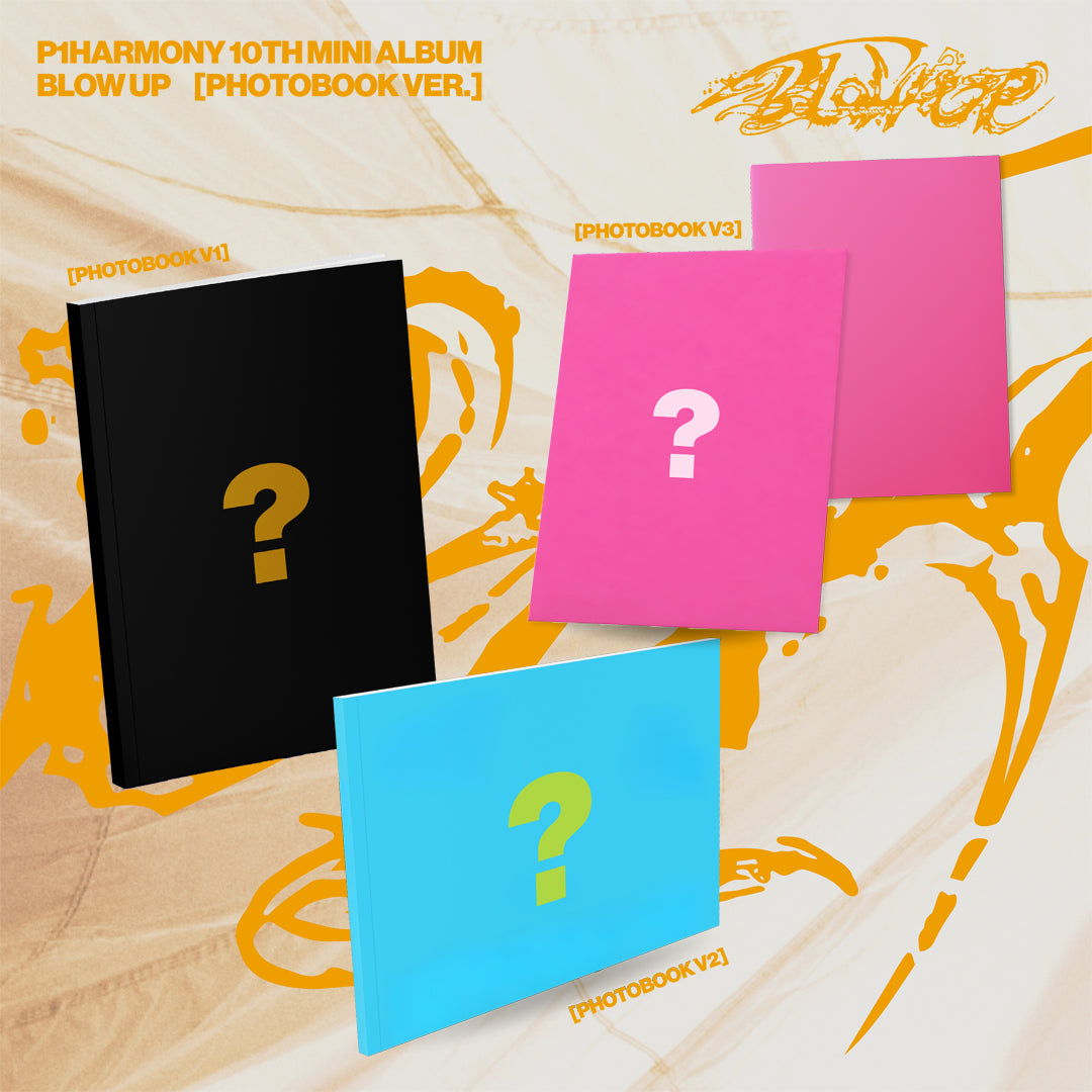 [Signed] P1Harmony - BLOW UP (Photobook Ver.) in Photobook V1 (Black), Photobook V2 (Blue), and Photobook V3 (Pink)