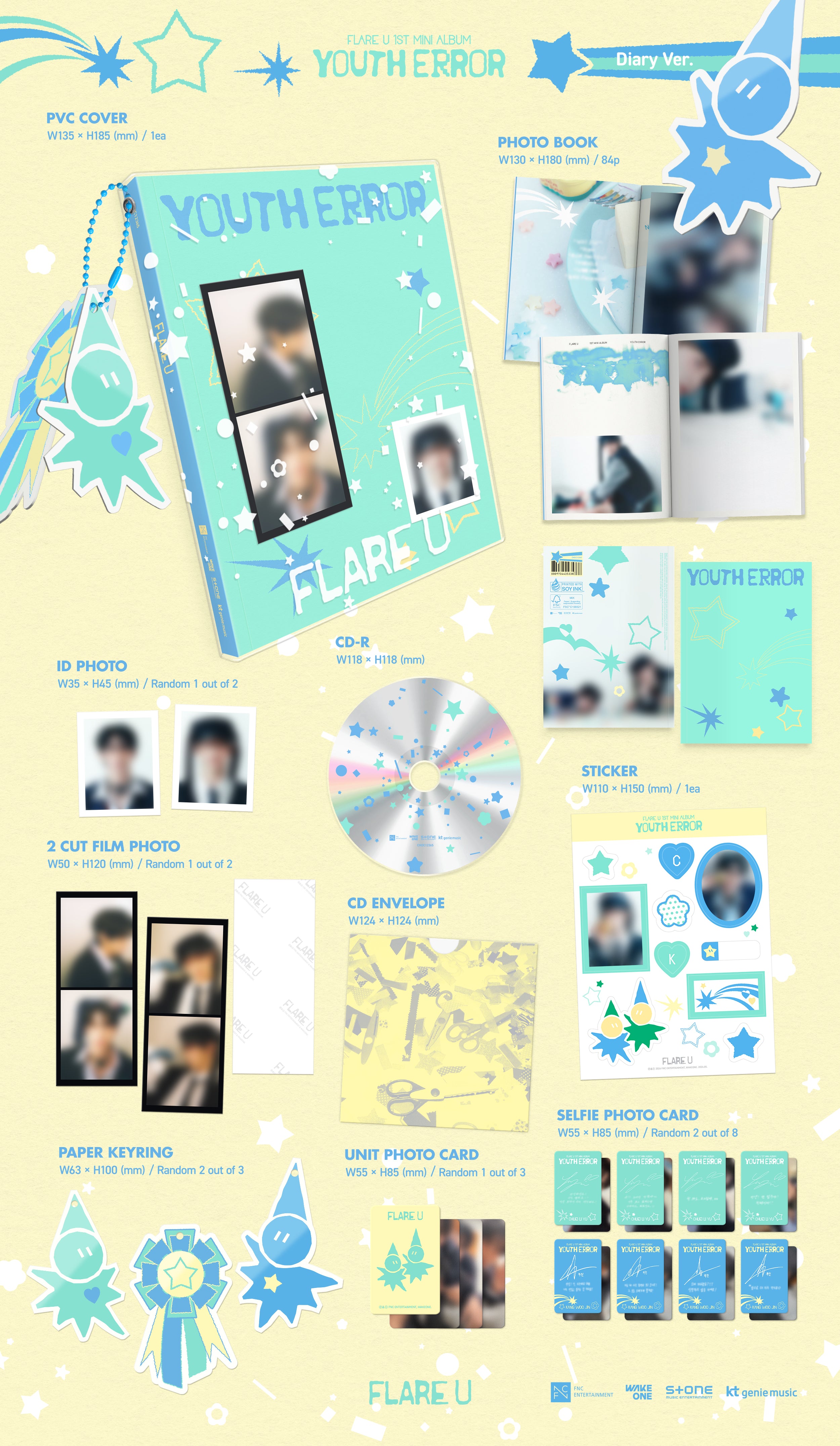 Signed] FLARE U - 1st MINI ALBUM : YOUTH ERROR (Diary Ver