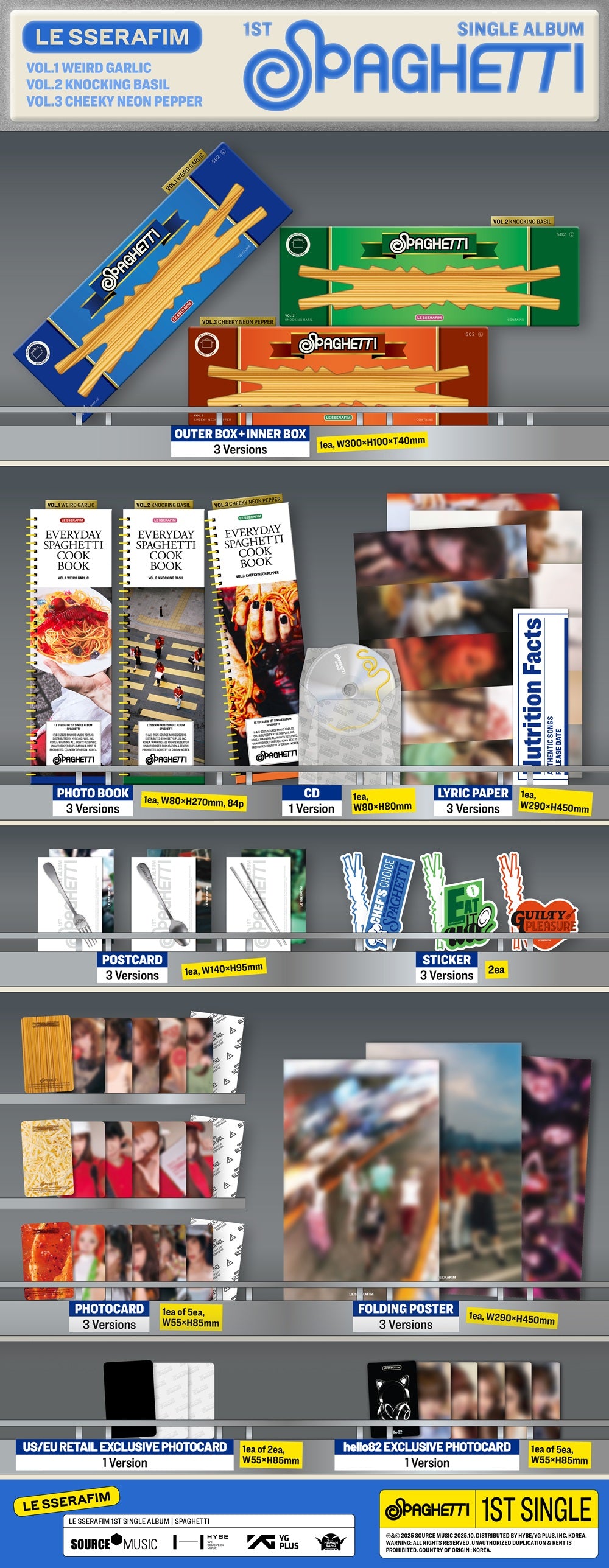 LE SSERAFIM 1st Single Album 'SPAGHETTI' (hello82 Exclusive