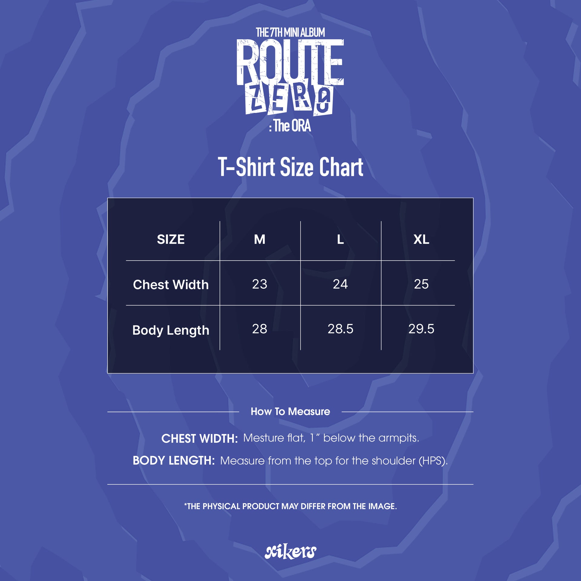 xikers - ROUTE ZERO : The ORA - Pigment T-shirt Size Guide