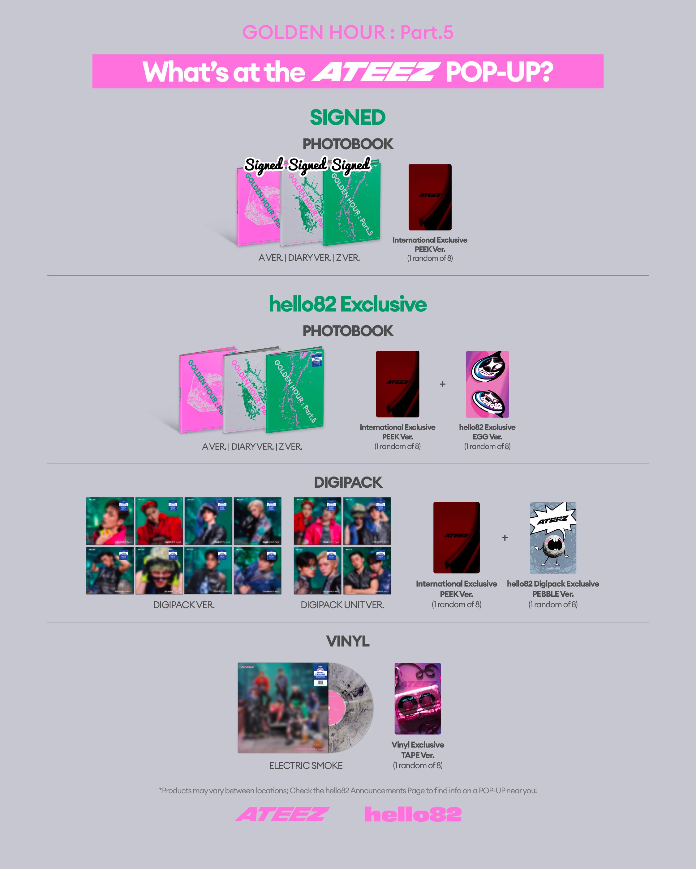 サン ATEEZ POP-UP exclusive hello82 ラキドロ ATEEZ - GOLDEN HOUR : Part.5] POP-UP Locations – hello82.shop