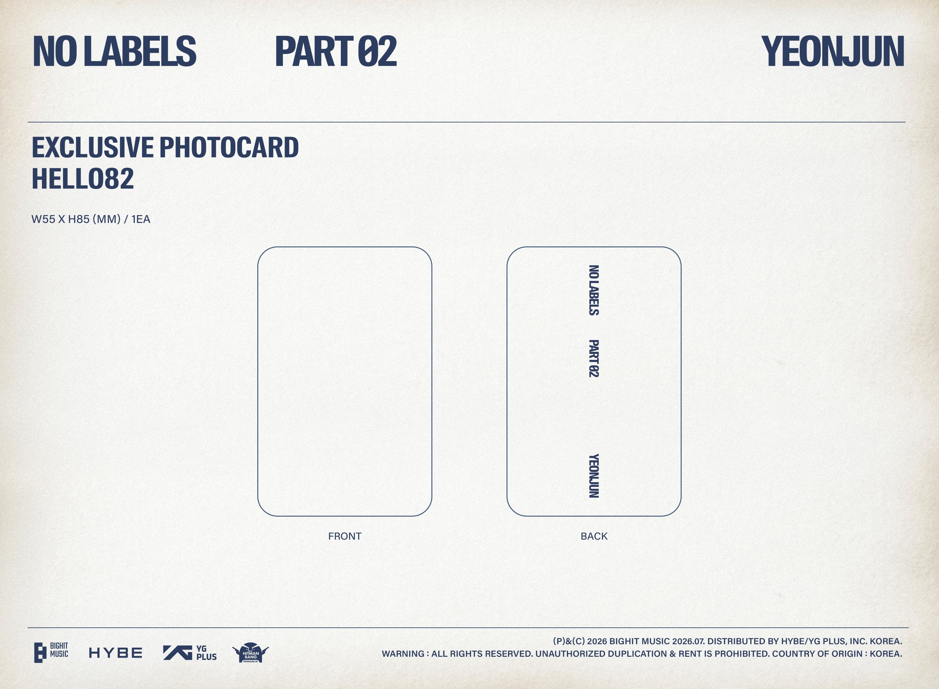 YEONJUN (TXT) - NO LABELS: PART 02 (hello82 Exclusive) – hello82.shop