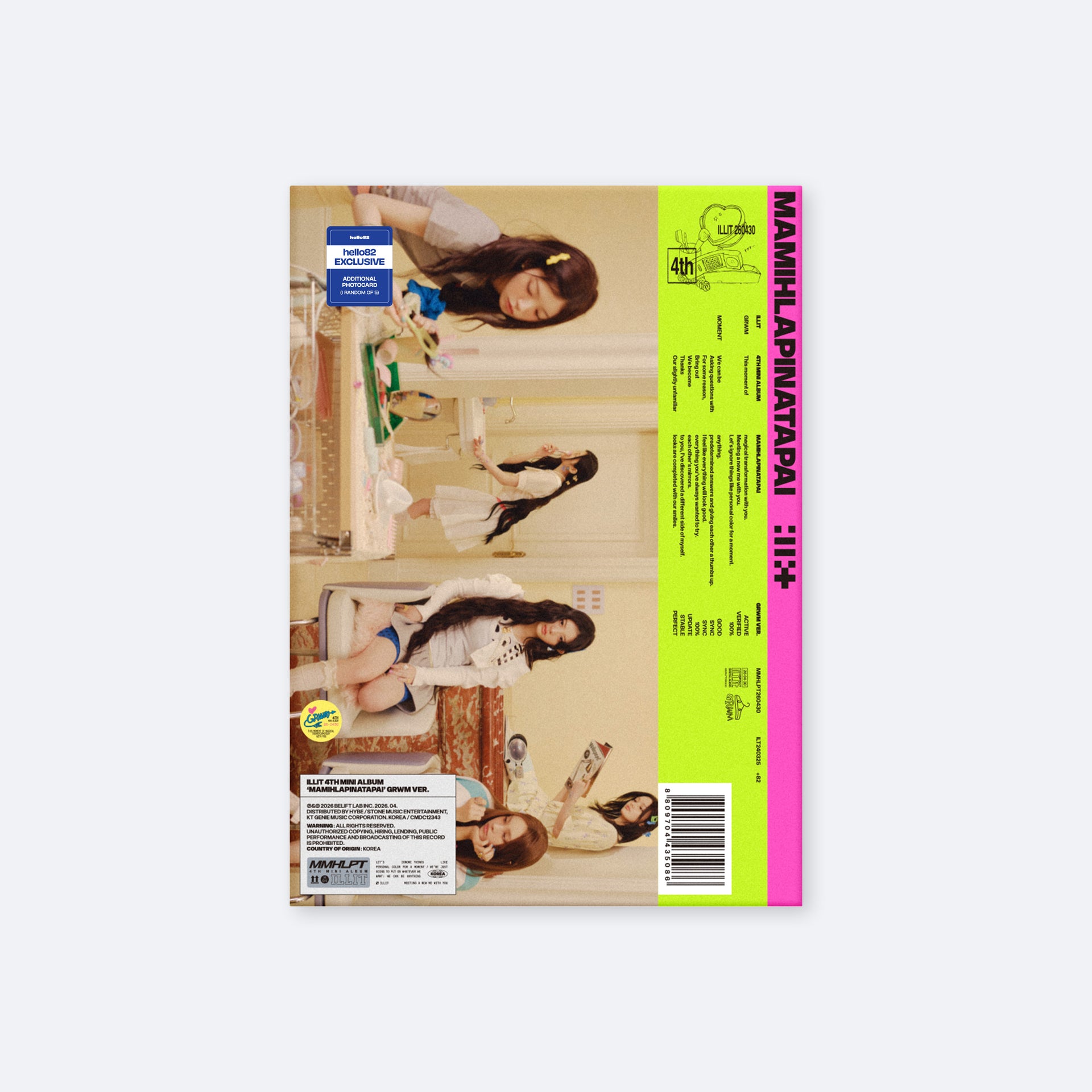 ILLIT 4TH MINI ALBUM  MAMIHLAPINATAPAI GRWM (hello82 Exclusive) in Lime Green and Pink