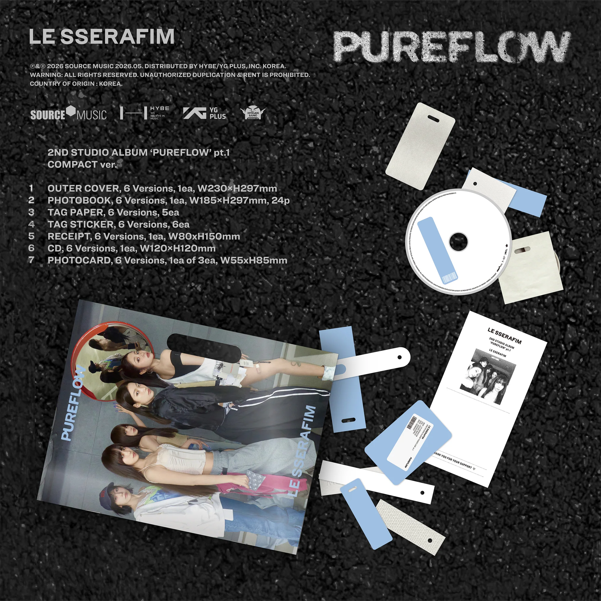 LE SSERAFIM - 2nd Studio Album 'PUREFLOW' pt.1 (COMPACT ver